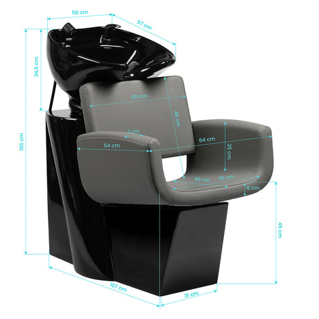 Gabbiano hairdressing wash unit Mataro Grey - BVShop