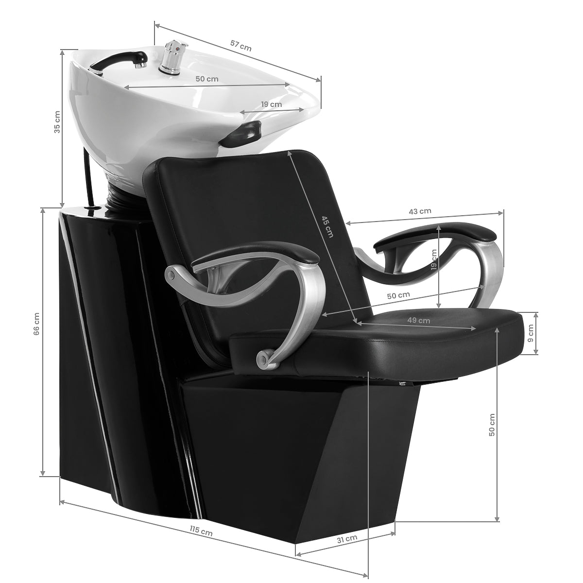 Gabbiano hairdressing wash unit ZA31 black - BVShop
