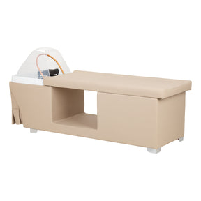 Gabbiano Head Spa Maldives hair washing bed in beige, featuring a comfortable design for relaxing hair treatments.