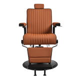 Gabbiano Levi barber chair with black frame brown without stitching at the back - BVShop