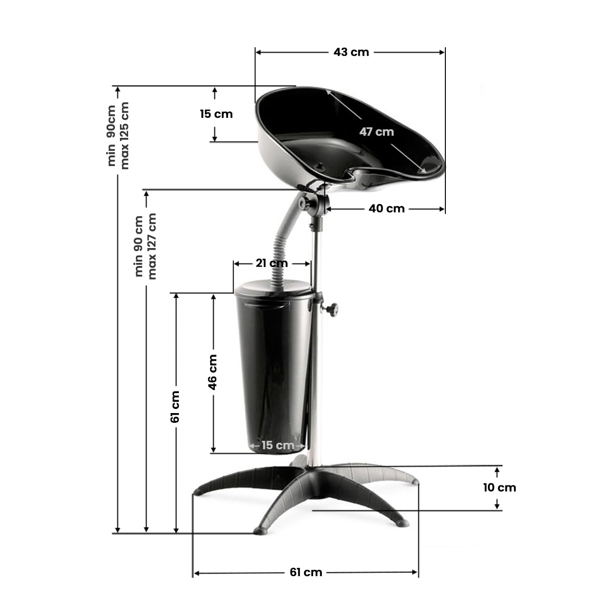 Gabbiano portable barbershop wash unit with ft35-1 tank - BVShop