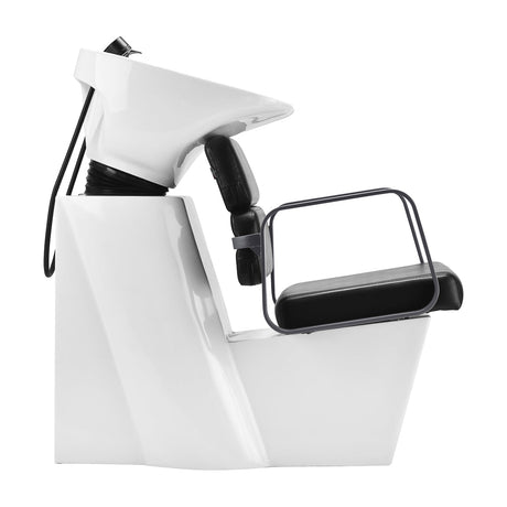 Gabbiano Porto grey and black hair wash unit for salon, featuring a comfortable chair and basin for professional hairdressing.