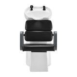 Gabbiano Porto grey and black hair wash unit, salon furniture with a comfortable basin and modern design for professional hairdressing.