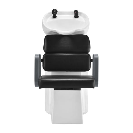 Gabbiano Porto grey and black hair wash unit, salon furniture with a comfortable basin and modern design for professional hairdressing.