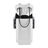 Gabbiano Porto grey and black hair wash unit, salon furniture with cushioned chair and wash basin for professional hairdressing.