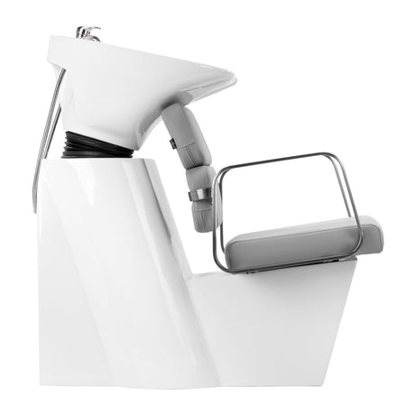 Gabbiano Porto grey hair wash unit for salons, featuring a comfortable chair and basin for hair washing and hairdressing services.