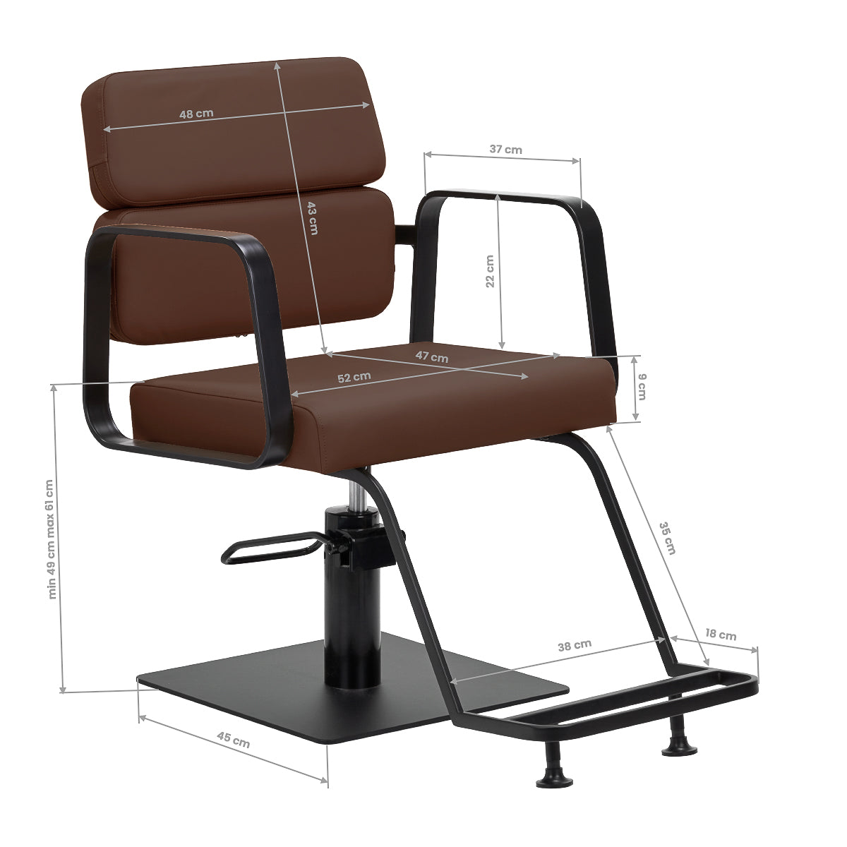 Gabbiano Porto hairdressing chair black chocolate - BVShop