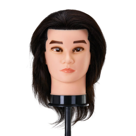 Gabbiano WZ3 hairdressing training head, natural hair, color 1#, length 8" - BVShop