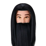Gabbiano WZ4 training head with beard, synthetic hair, color 1#, length 8"+6" - BVShop
