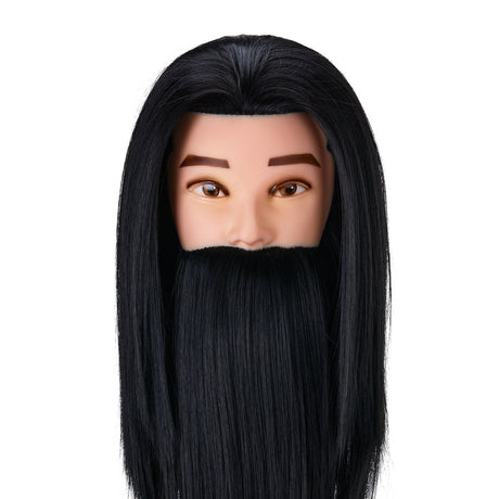 Gabbiano WZ4 training head with beard, synthetic hair, color 1#, length 8"+6" - BVShop