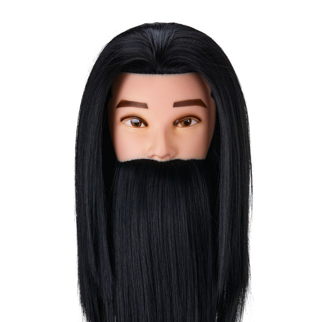 Gabbiano WZ4 training head with beard, synthetic hair, color 1#, length 8"+6" - BVShop