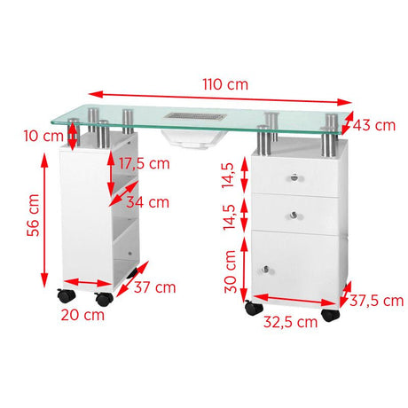 Glass desk with 013b absorber, white - BVShop