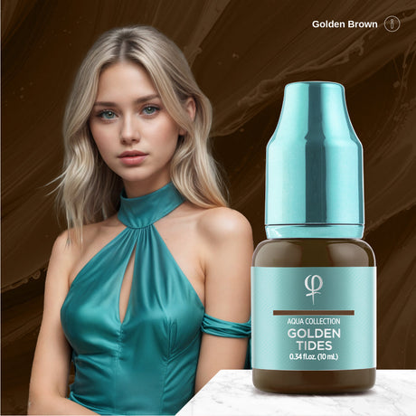PhiAcademy PMU Aqua Golden Tides Pigment 10ml — product colour presentation