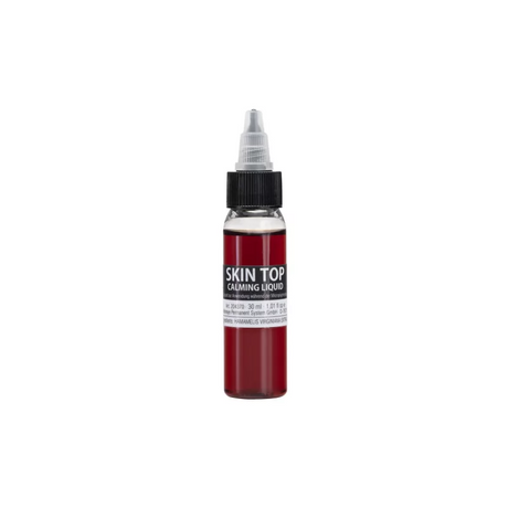 Goldeneye Skin Top Calming Liquid in a 30ml bottle, featuring clear liquid with a white cap, designed for soothing skin.
