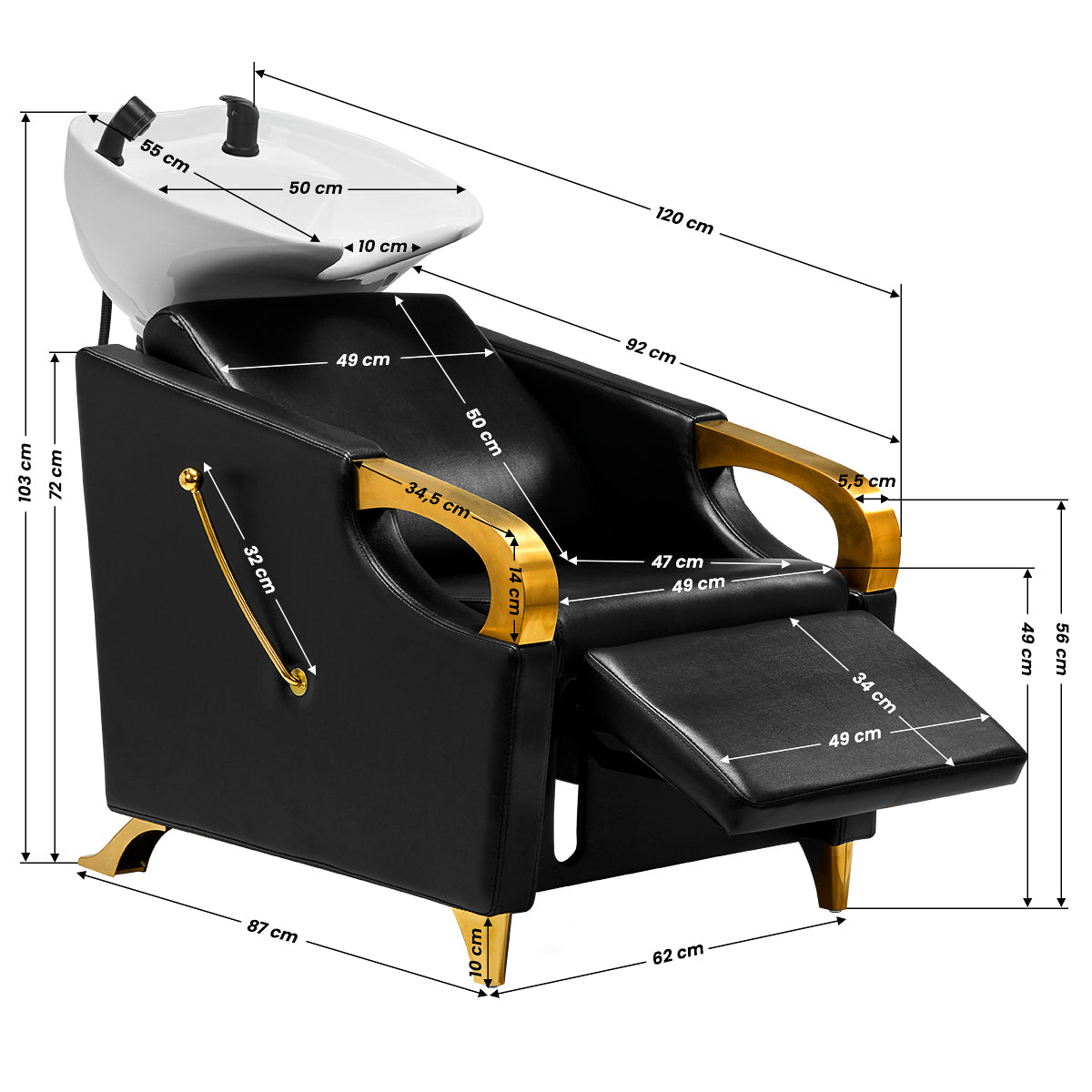 Hairdressing wash unit C019G black - BVShop