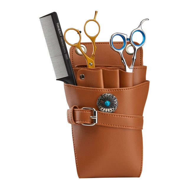 HOLSTER BELT FOR HAIR SCISSORS T14 BROWN - BVShop