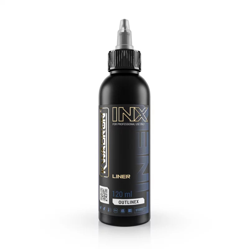 Kwadron Inx Enriched Black Outlinex professional tattoo pigment 240ml deep black