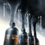 Kwadron INX UniShader #3 tattoo pigment bottle, 120ml, with black ink visible in a professional tattoo supply image.