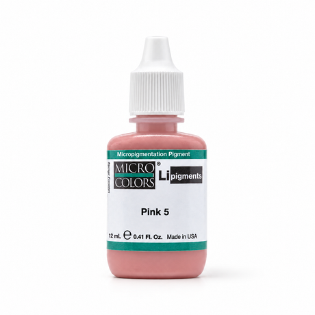 Li Pigments Pink 5 bottle on white with a natural shadow