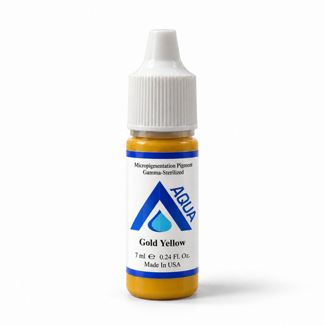 Li Pigments Aqua Gold Yellow 7ml – slender bottle with blue Aqua label on white background