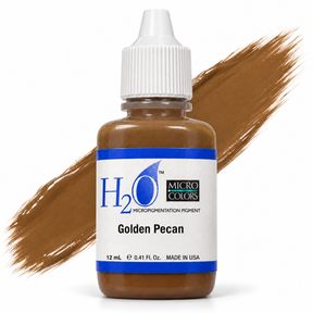 Li Pigments Micro Colors H2O Golden Pecan Practice Pigment 12ml — bottle with pigment colour smear