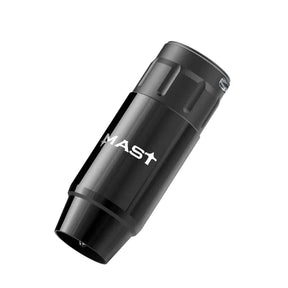Mast Tour Wireless Battery showing compact black rechargeable power bank with USB ports and branding.
