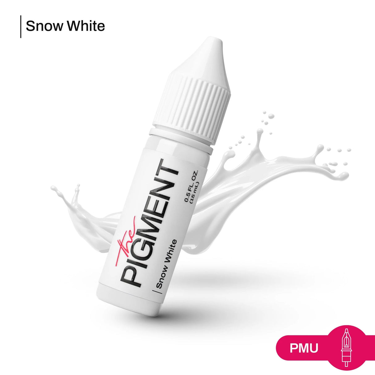 The Pigment Snow White Corrector Pigment 15ml bottle, featuring a white pigment for cosmetic or artistic use.