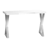 Momo 04-SL cosmetic desk with sleek white finish, spacious tabletop, and storage drawers for makeup and beauty essentials.