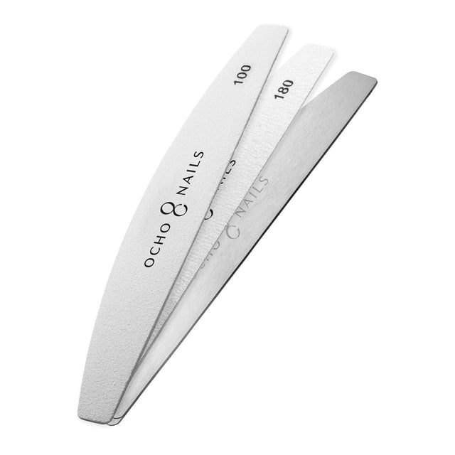 Ocho Nails half-moon metal core file + papers 100/180 20 pcs. - BVShop
