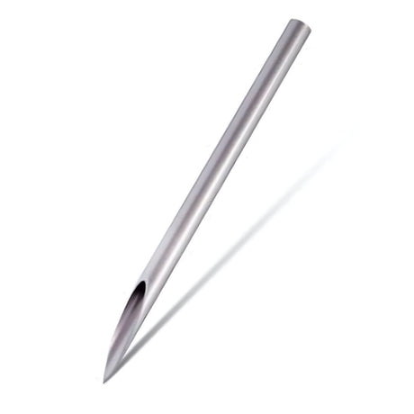 Set of 5 BVShop piercing needles with straight, precision tips for professional body piercing procedures.