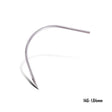 Close-up of BVShop precision straight and curved piercing needles arranged for professional body piercing procedures.