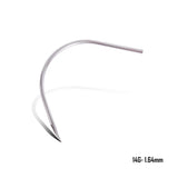 Close-up of BVShop precision straight and curved piercing needles arranged for professional body piercing procedures.