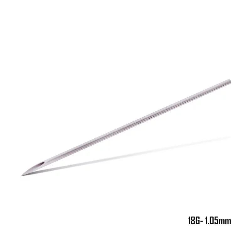 Killer Ink Precision Straight Piercing Needles displayed in a sterile packaging, designed for professional body piercing procedures.