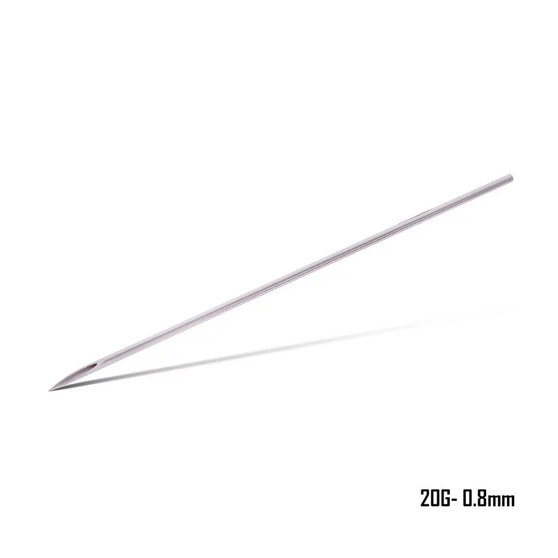 Killer Ink Precision Straight Piercing Needles arranged in a row for professional body piercing procedures.