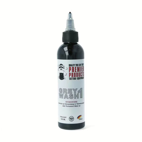 Greywash 1 pigment bottle by Premier Products Ink, 120ml container of grey ink for artistic and craft projects.