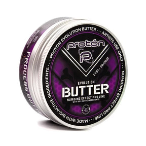 Proton Evolution Numbing Process Butter 250ml jar, smooth cream for numbing and skin treatment, with label visible.