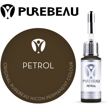 Purebeau Petrol 10ml HiCON, φιάλη χρωστικής φρυδιών και δείγμα χρώματος