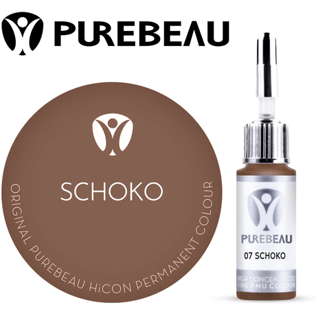 Purebeau Schoko 10ml HiCON, φιάλη χρωστικής φρυδιών και δείγμα χρώματος