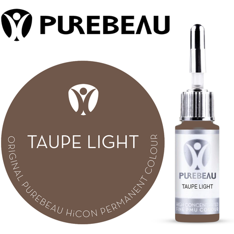 Purebeau Taupe Light 10ml HiCON, φιάλη χρωστικής φρυδιών και δείγμα χρώματος
