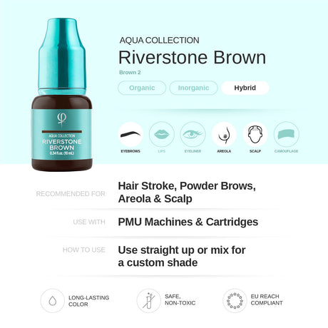 PhiAcademy PMU Aqua Riverstone Brown Pigment 10ml – pigment shade and product information