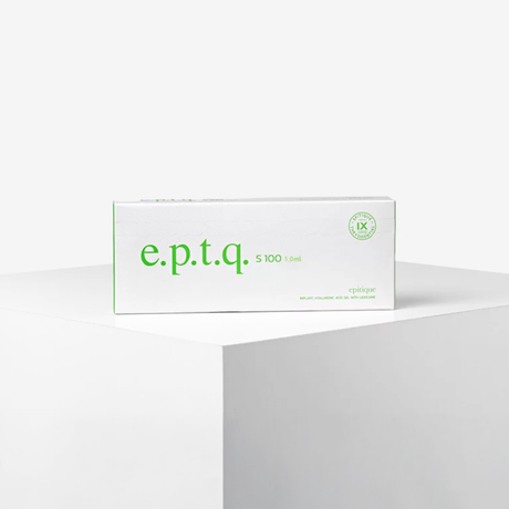 e.p.t.q. S100 Hyaluronic Filler 1 ml syringe showing clear hyaluronic gel ready for skincare or cosmetic use