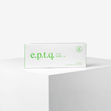 e.p.t.q. S100 Lidocaine Hyaluronic Filler syringe showing clear gel with label and needle tip for facial aesthetic treatment.