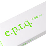 e.p.t.q. S100 Hyaluronic Filler 1 ml syringe for facial skin hydration and volume enhancement, with a close-up of the product packaging.