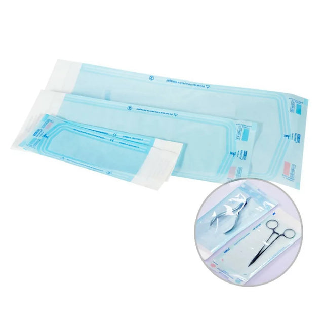 AVA self-sealing sterilization pouches, 200-pack, with secure closure for medical and sterilization use