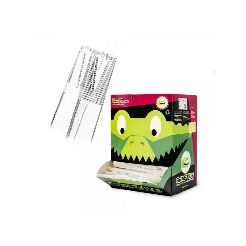 SNAPTILES sterile disposable piercing forceps with stainless steel tips for safe and precise ear and body piercings.