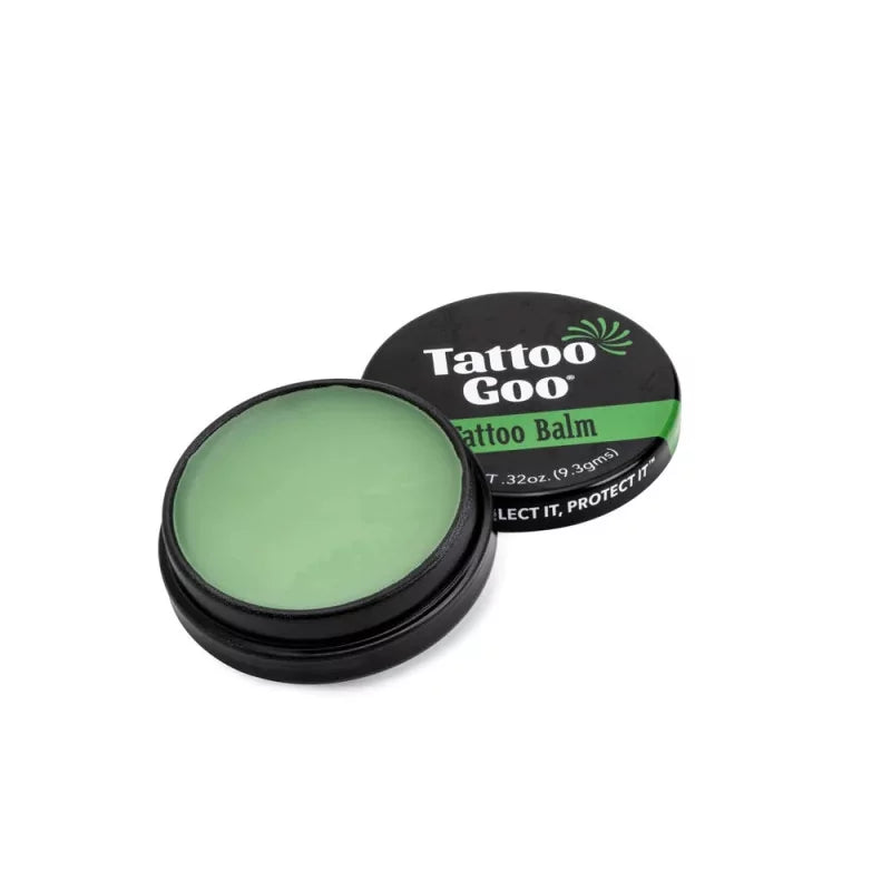 Tattoo Goo Original Aftercare Salve in a 9.3g container, natural tattoo healing balm for fresh ink care.