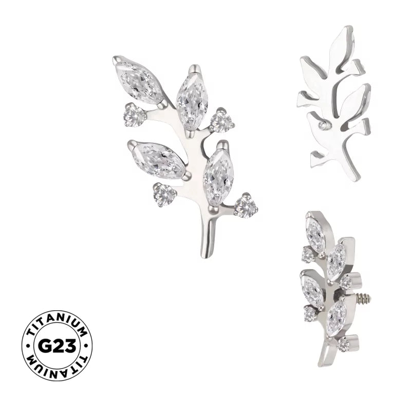 Silver titanium ring with a branch-inspired design, showcasing a sleek, modern style and smooth finish.