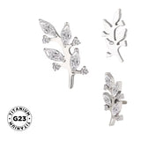 Silver titanium ring with a branch-inspired design, showcasing a sleek, modern style and smooth finish.