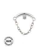Titanium ring chain dangle jewelry featuring a sleek, modern design with interconnected rings and dangling accents.