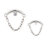 Titanium ring chain dangle jewelry with intricate design, featuring multiple interconnected rings and a dangling element.